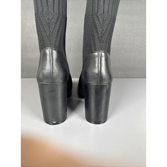 Vince‎ Camuto DIANDRA Black Leather Sock Bootie Chunky Heel Pull On Boot Sz 7 M - Picture 5 of 12